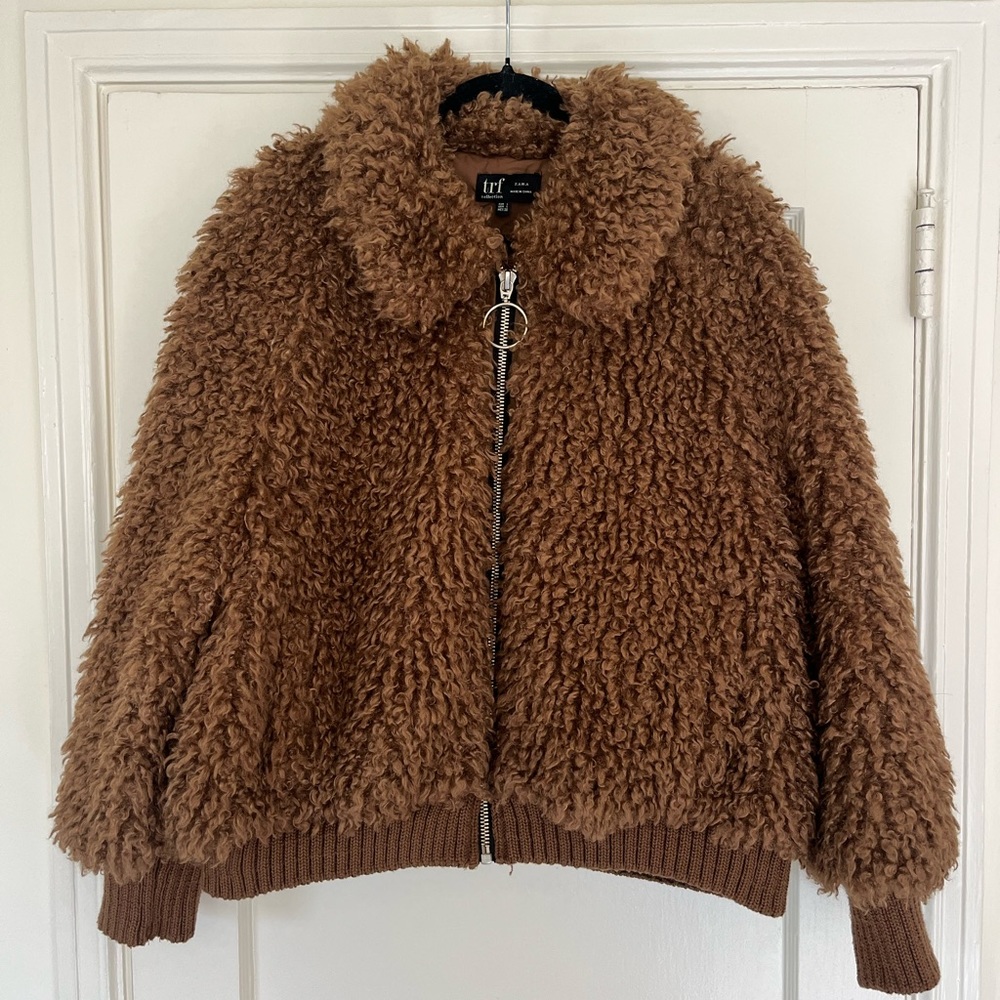 Zara TRF Collection Brown Teddy Jacket